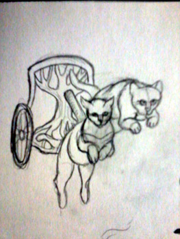 Cat Chariot by DragonLadyArt
